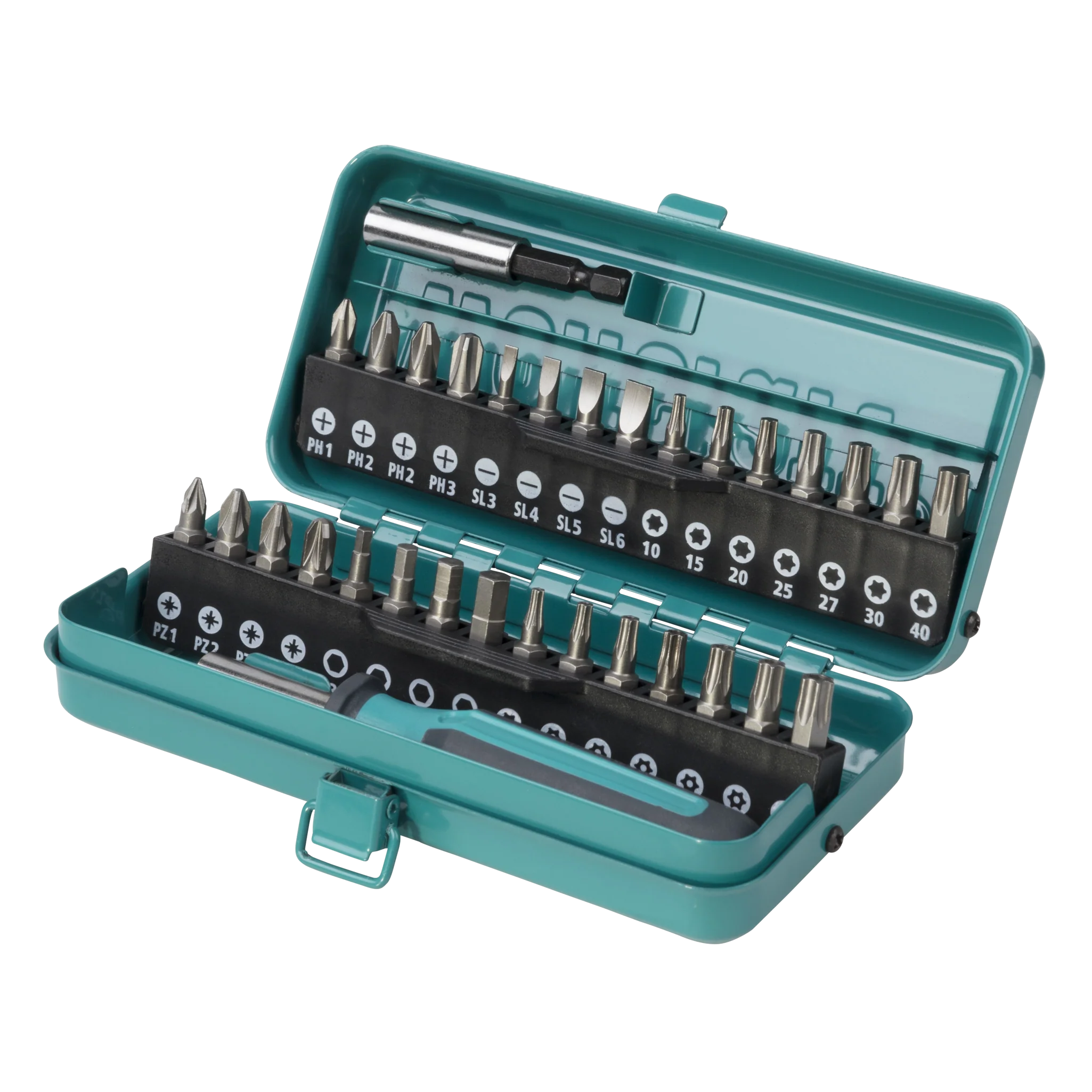 Bit-Box Schlitz / Kreuzschlitz (PH/PZ) / TORX® (T) / TORX® mit Bohrung / Innensechskant, 32-tlg.