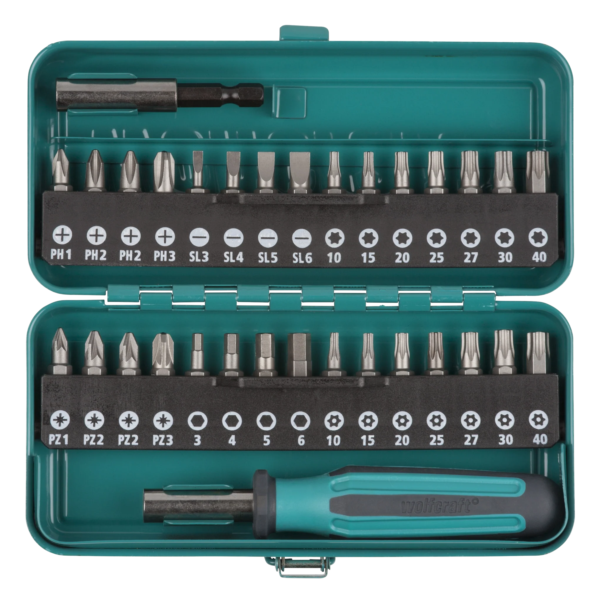 Bit-Box Schlitz / Kreuzschlitz (PH/PZ) / TORX® (T) / TORX® mit Bohrung / Innensechskant, 32-tlg. - Image 2