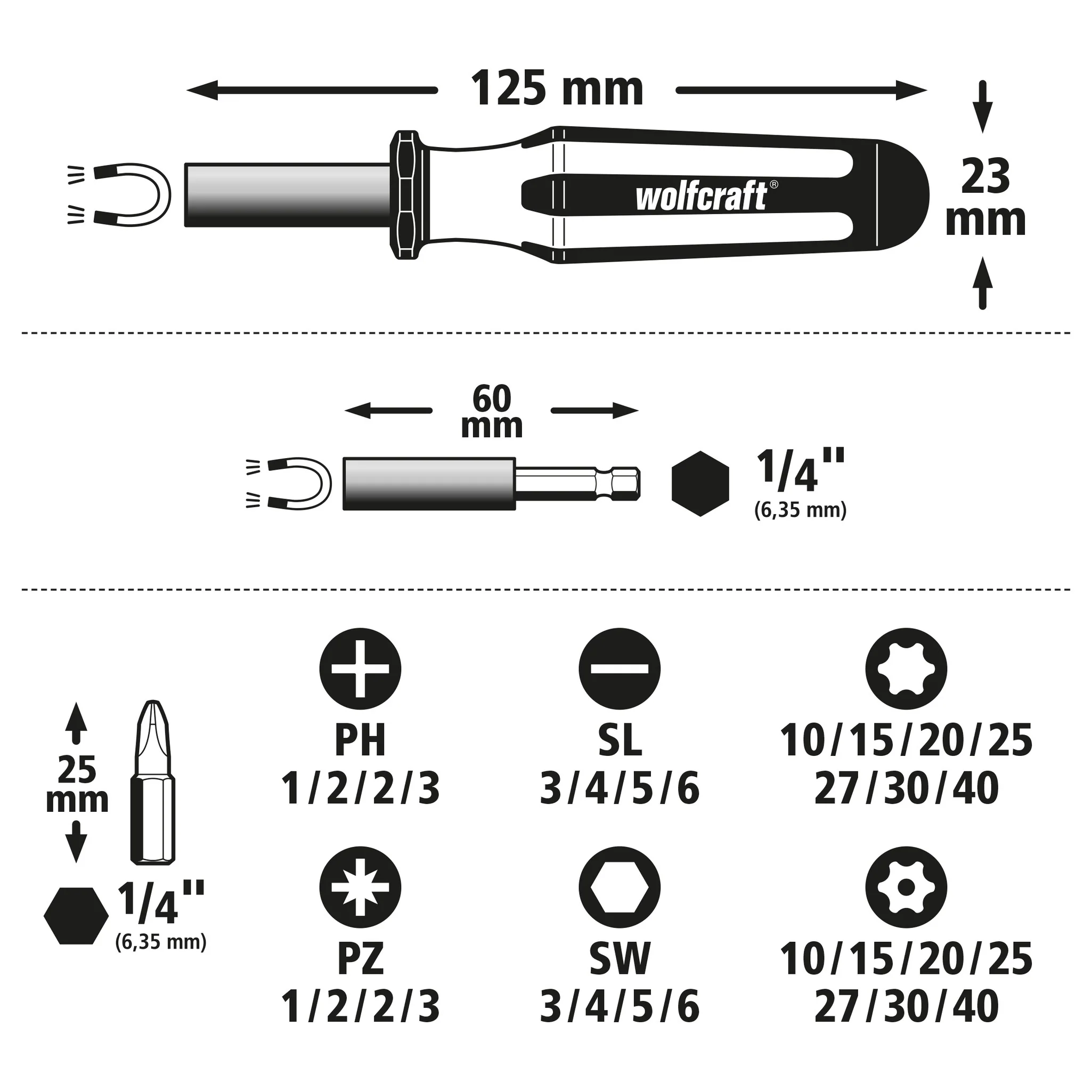 Bit-Box Schlitz / Kreuzschlitz (PH/PZ) / TORX® (T) / TORX® mit Bohrung / Innensechskant, 32-tlg. - Image 4